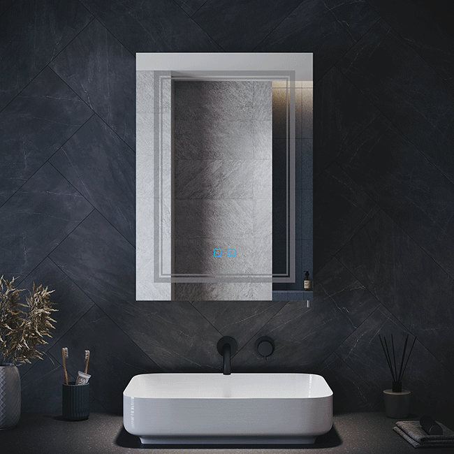 ELEGANT Bathroom Mirror Dimmable LED Illumiated Stainless Steel